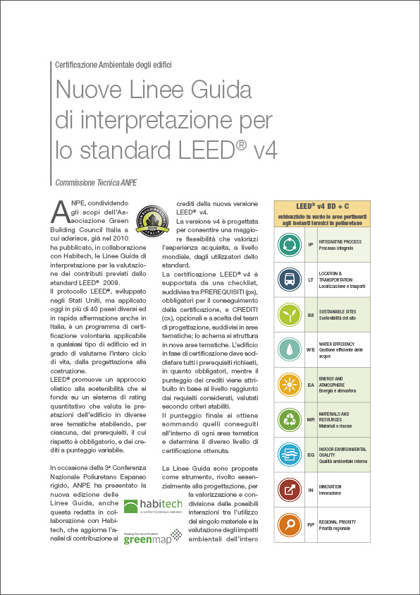 Nuove Linee Guida 
di interpretazione per 
lo standard LEED® v4