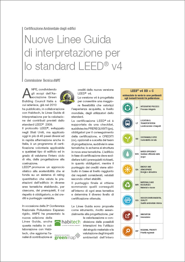 Nuove Linee Guida 
di interpretazione per 
lo standard LEED® v4