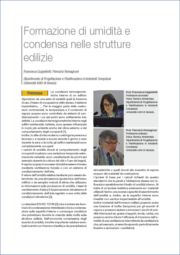 Formazione di umidità e condensa nelle strutture edilizie