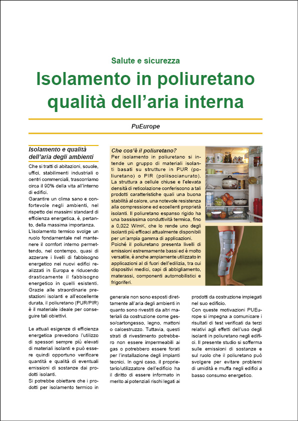 Isolamento in poliuretano qualità dell'aria interna