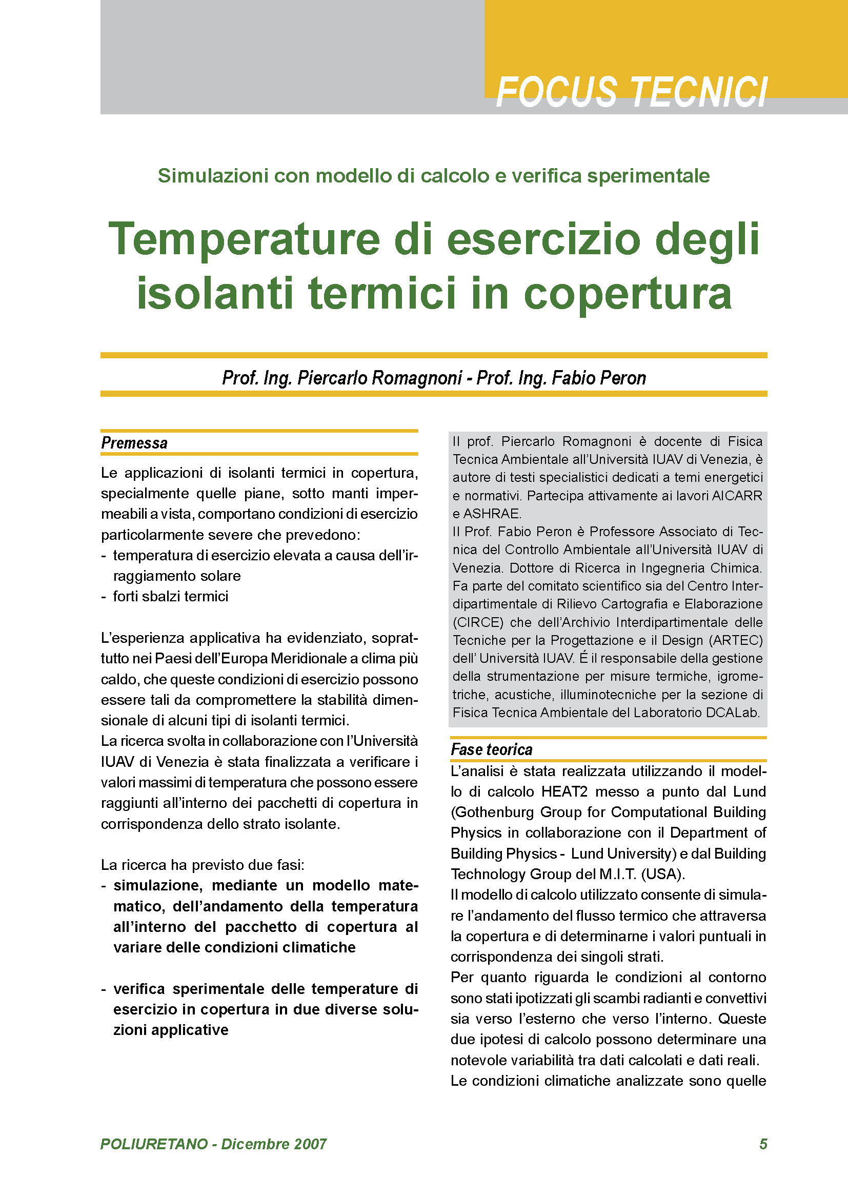 Temperature di esercizio degli isolanti termici in copertura